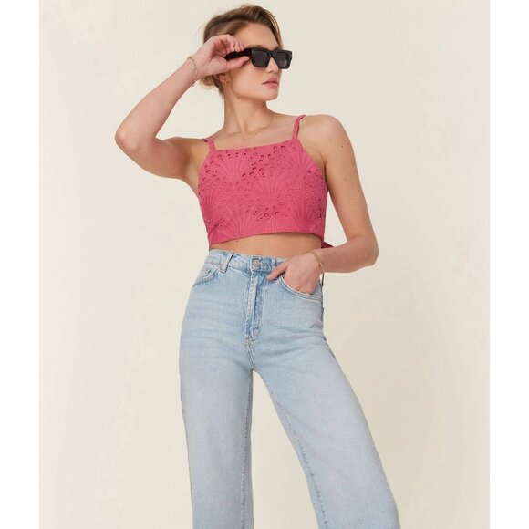 Andie Santiago Crop Top Mona Skirt Set Sz M Rosette Cotton Eyelet Summer Outfit - Picture 10 of 16